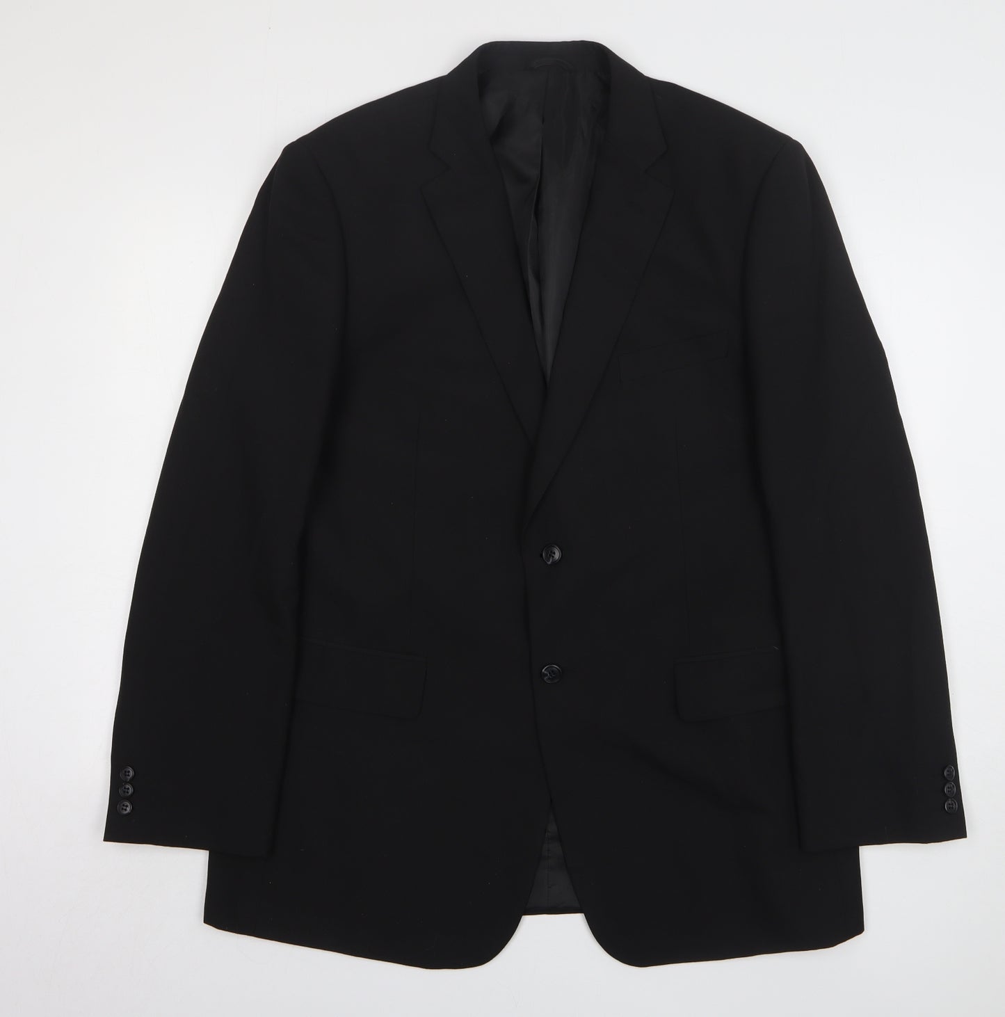 BHS Mens Black Polyester Jacket Suit Jacket Size 44