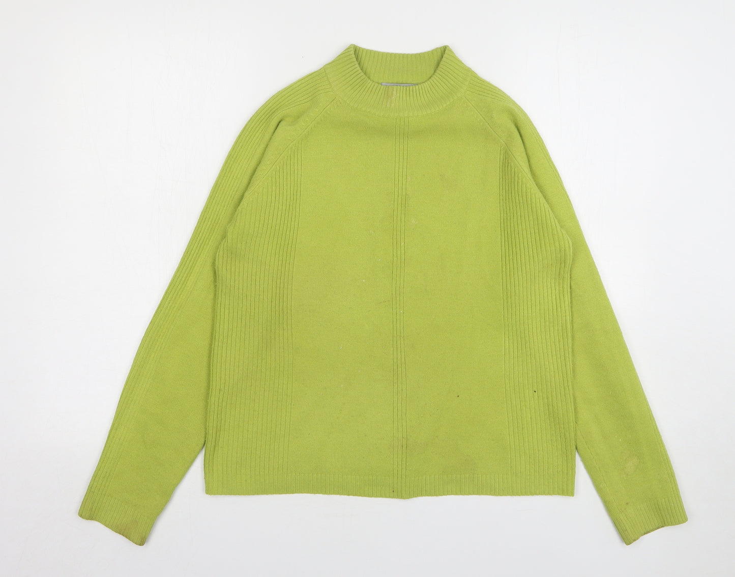 Ann Marie Womens Green High Neck Acetate Pullover Jumper Size M