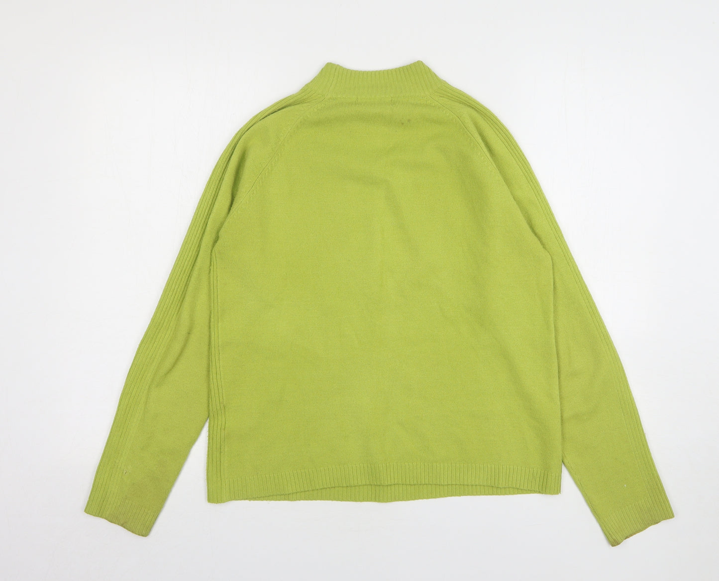 Ann Marie Womens Green High Neck Acetate Pullover Jumper Size M