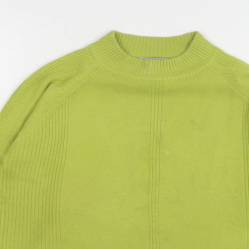 Ann Marie Womens Green High Neck Acetate Pullover Jumper Size M