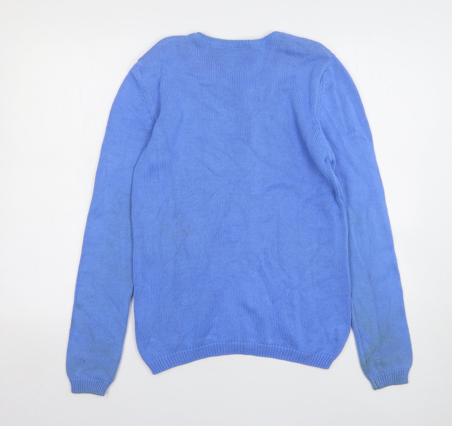 Marks and Spencer Womens Blue Round Neck Cotton Cardigan Jumper Size 8