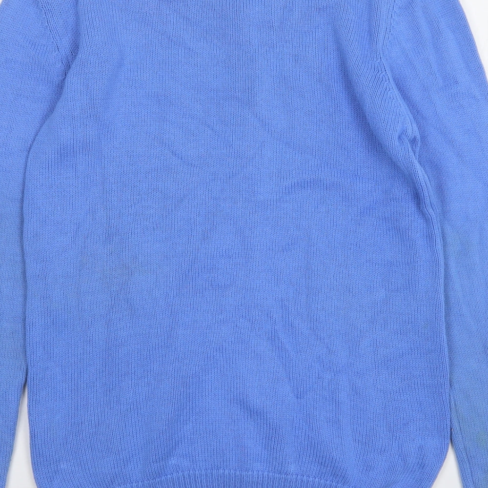 Marks and Spencer Womens Blue Round Neck Cotton Cardigan Jumper Size 8