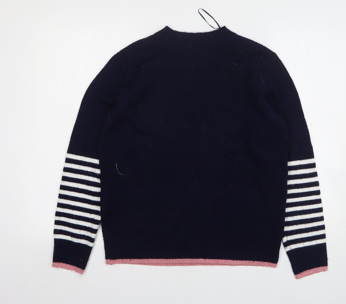 F&F Womens Blue Round Neck Striped Acrylic Pullover Jumper Size 10