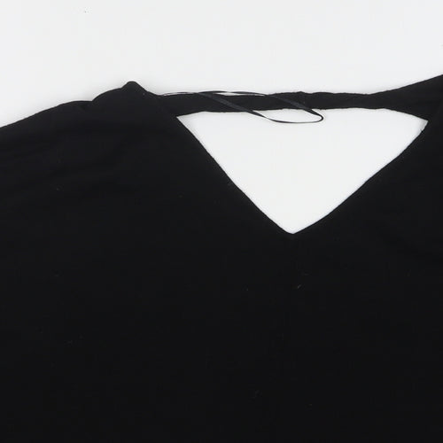 River Island Womens Black V-Neck Nylon Pullover Jumper Size 10