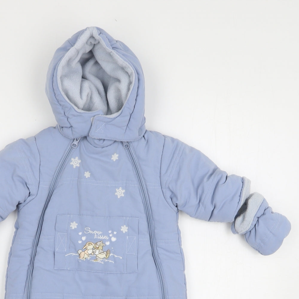 Disneyland Boys Blue Rain Coat Snowsuit Size 0-3 Months