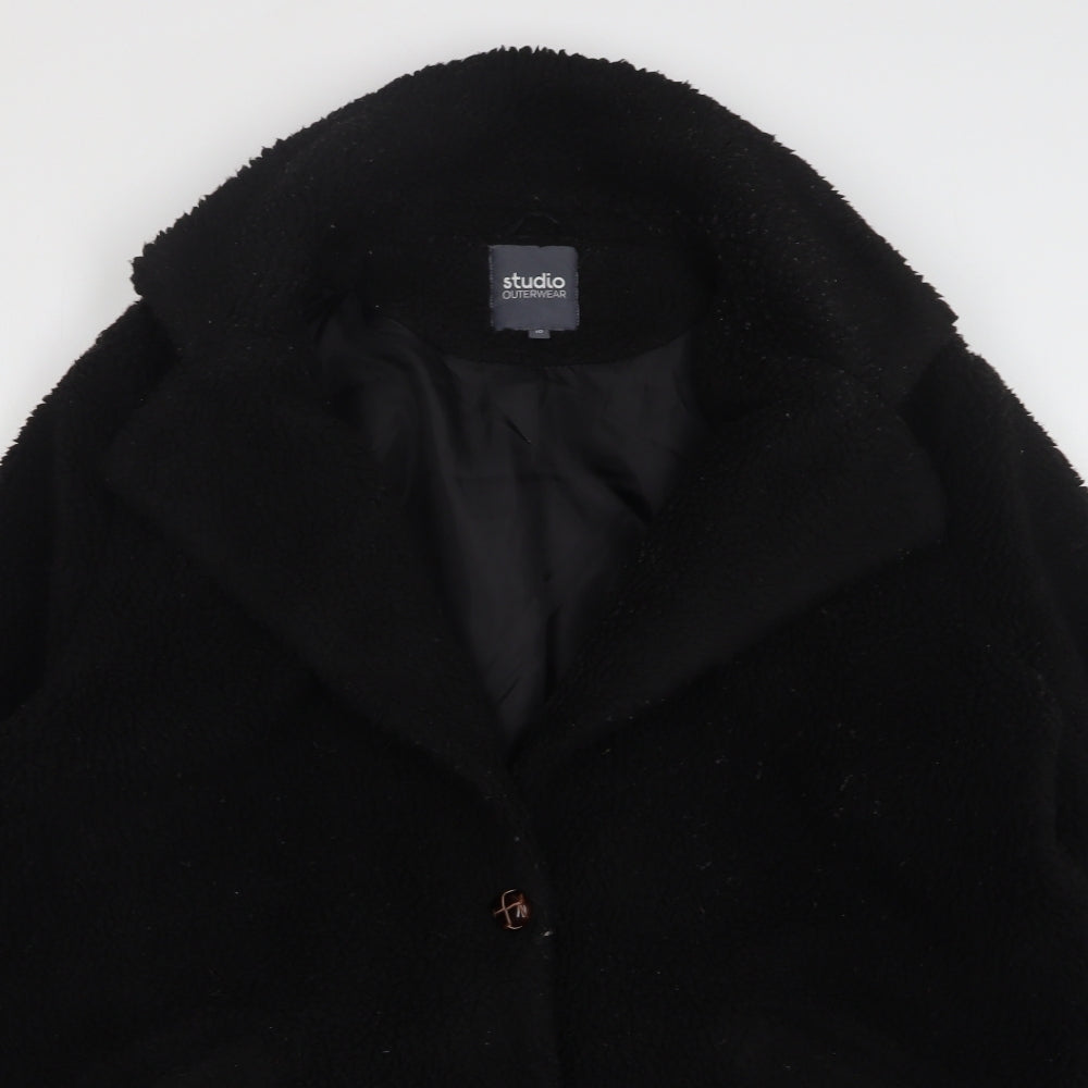 Studio Womens Black Overcoat Coat Size 18