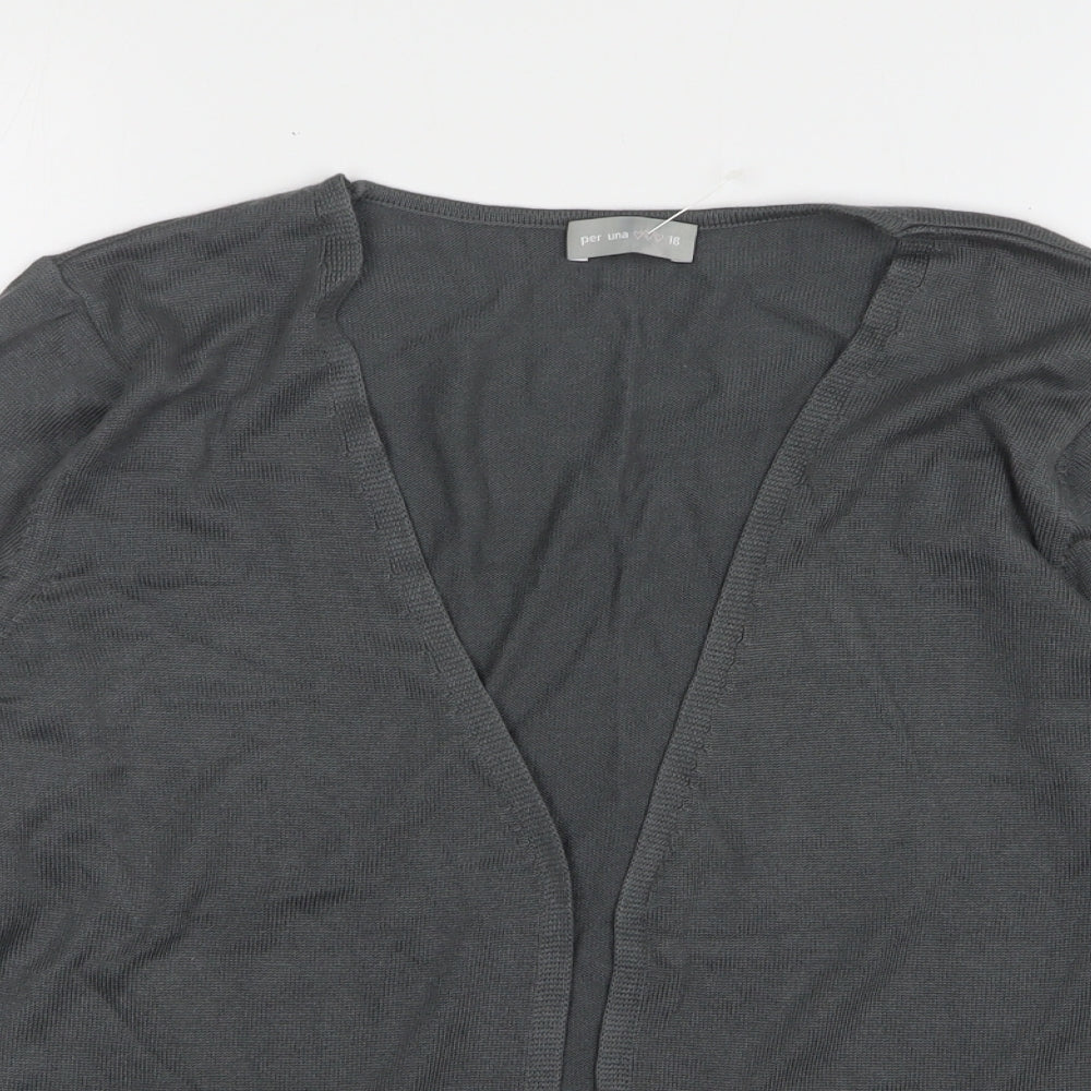 Per Una Womens Grey V-Neck Viscose Cardigan Jumper Size 18