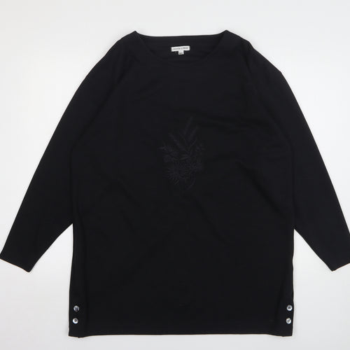 South Lodge Womens Black Round Neck Polyester Pullover Jumper Size M
