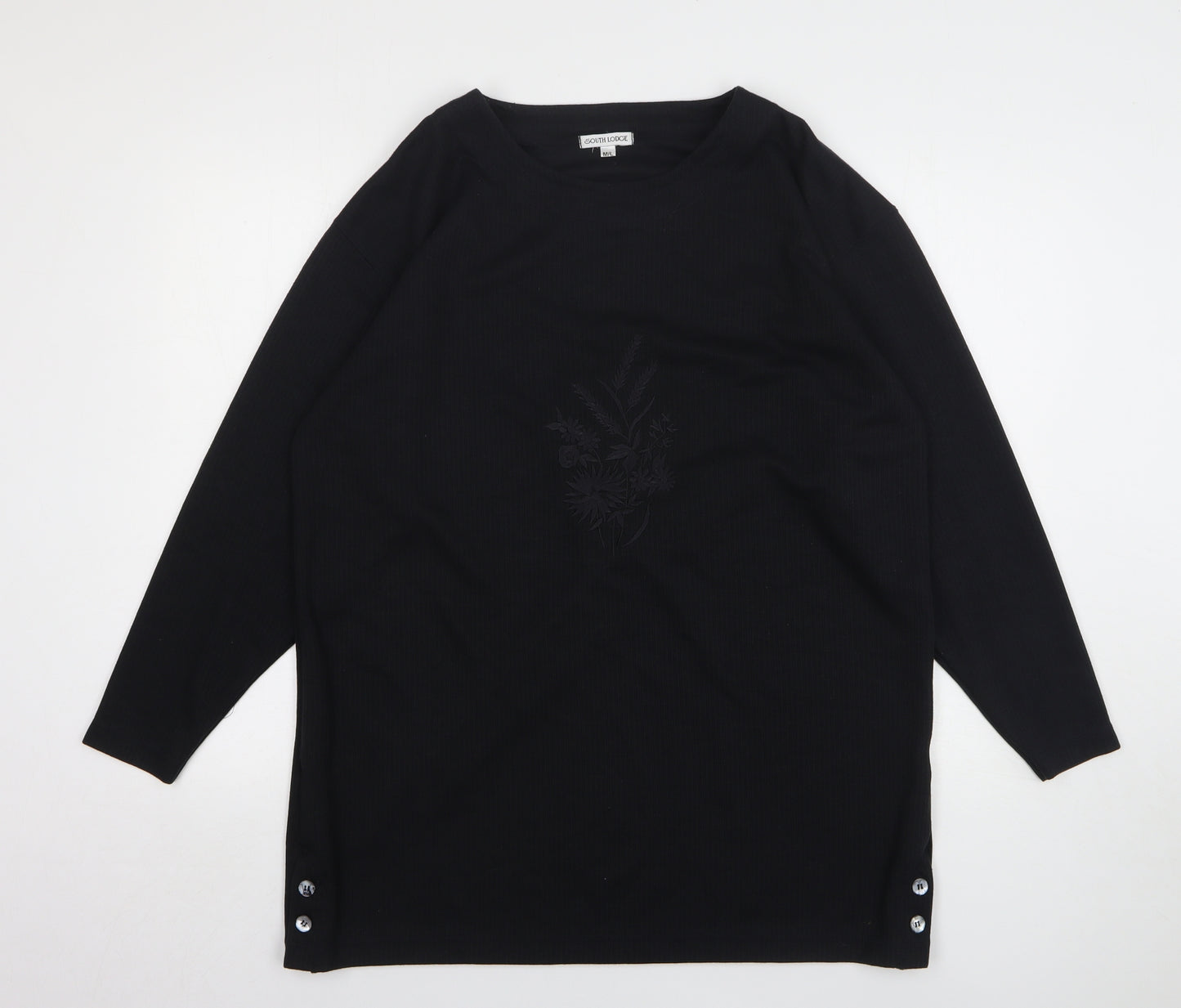 South Lodge Womens Black Round Neck Polyester Pullover Jumper Size M