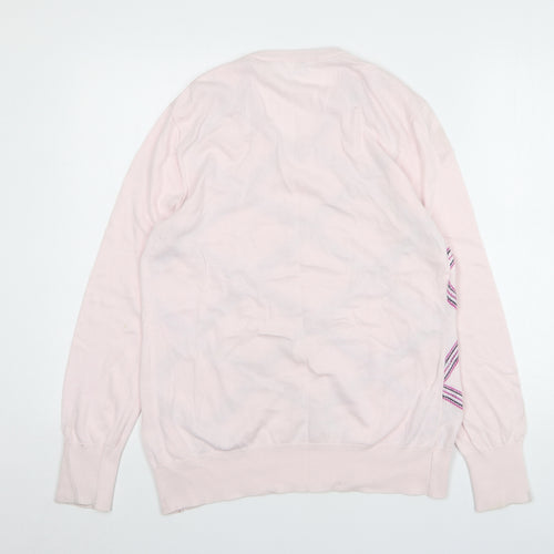 Ashworth Womens Pink V-Neck Argyle/Diamond Cotton Pullover Jumper Size L