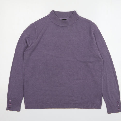 Mia Moda Womens Purple High Neck Acrylic Pullover Jumper Size L