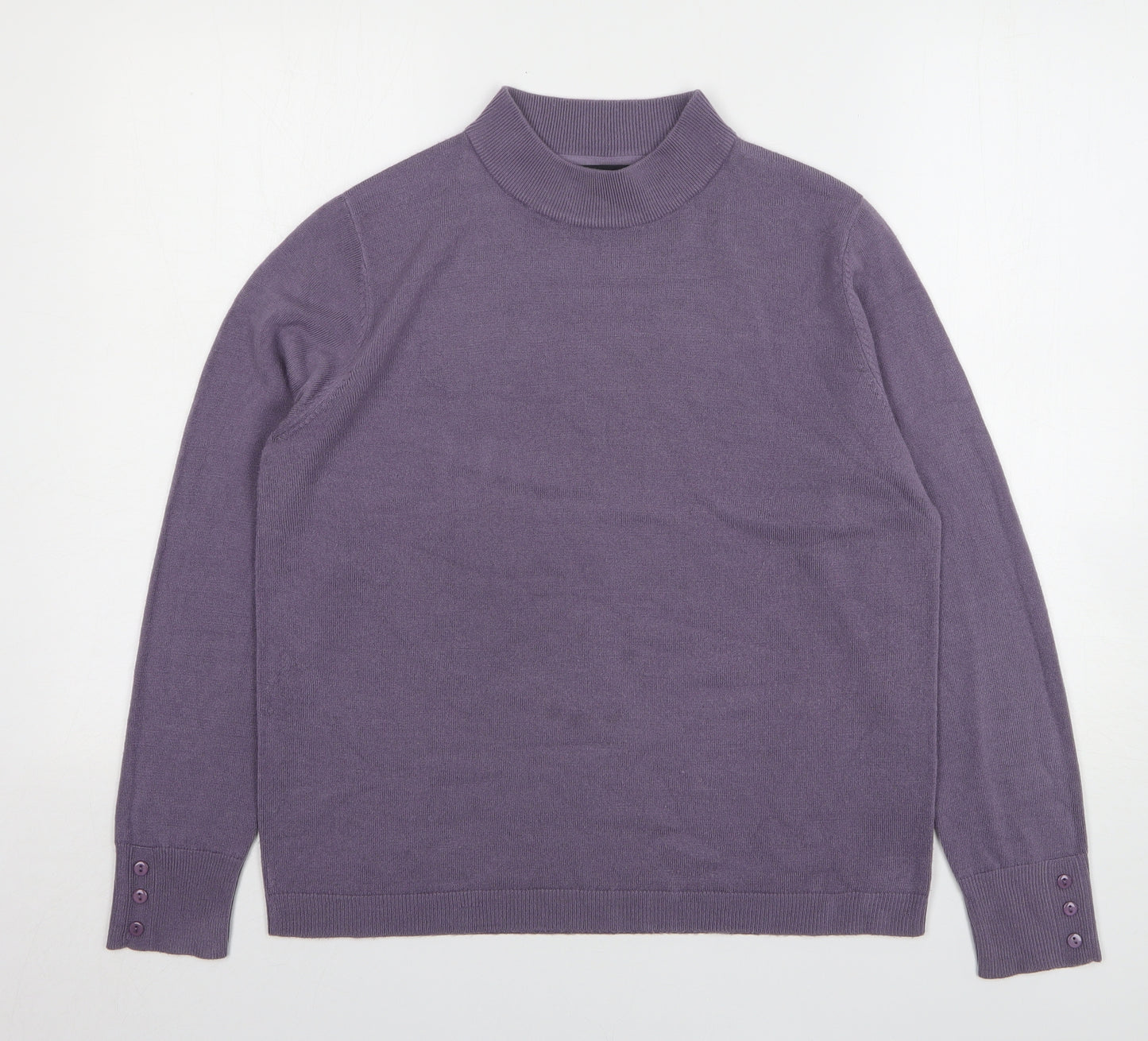Mia Moda Womens Purple High Neck Acrylic Pullover Jumper Size L