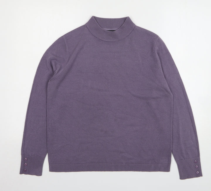 Mia Moda Womens Purple High Neck Acrylic Pullover Jumper Size L