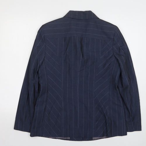 APANAGE Womens Blue Striped Wool Jacket Suit Jacket Size 16
