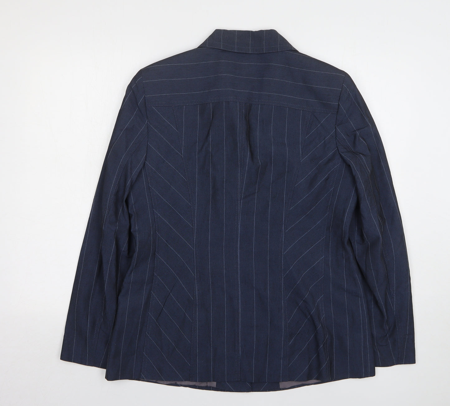 APANAGE Womens Blue Striped Wool Jacket Suit Jacket Size 16