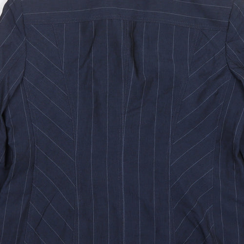APANAGE Womens Blue Striped Wool Jacket Suit Jacket Size 16