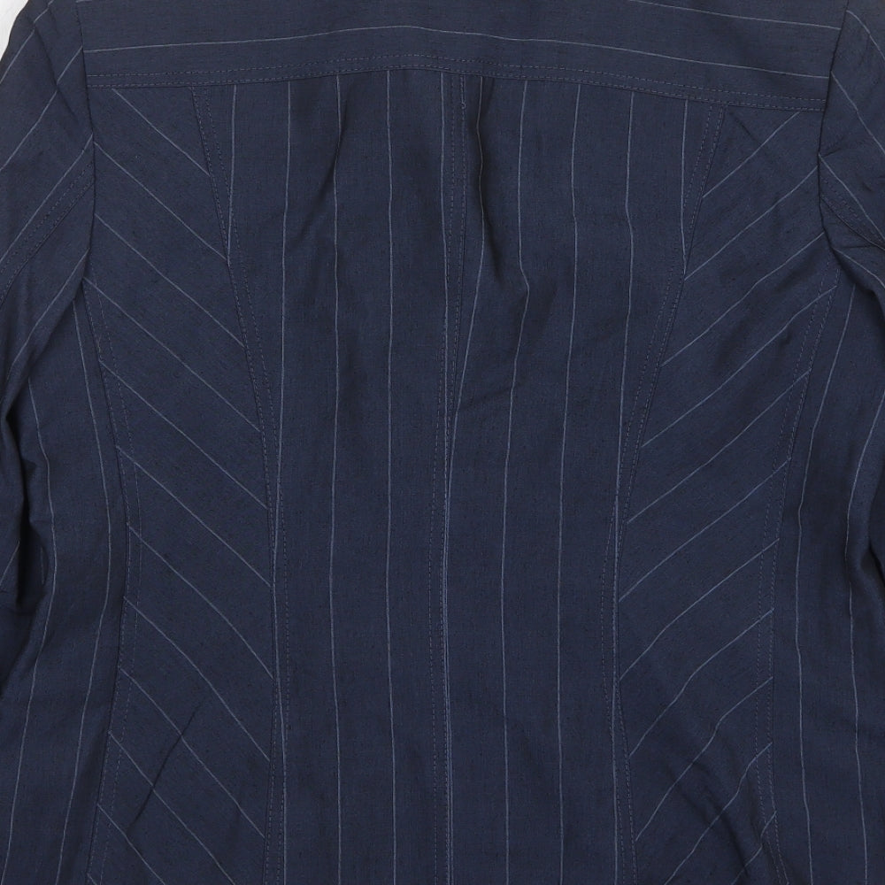 APANAGE Womens Blue Striped Wool Jacket Suit Jacket Size 16