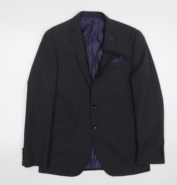 Marks and Spencer Mens Grey Check Wool Jacket Suit Jacket Size 38