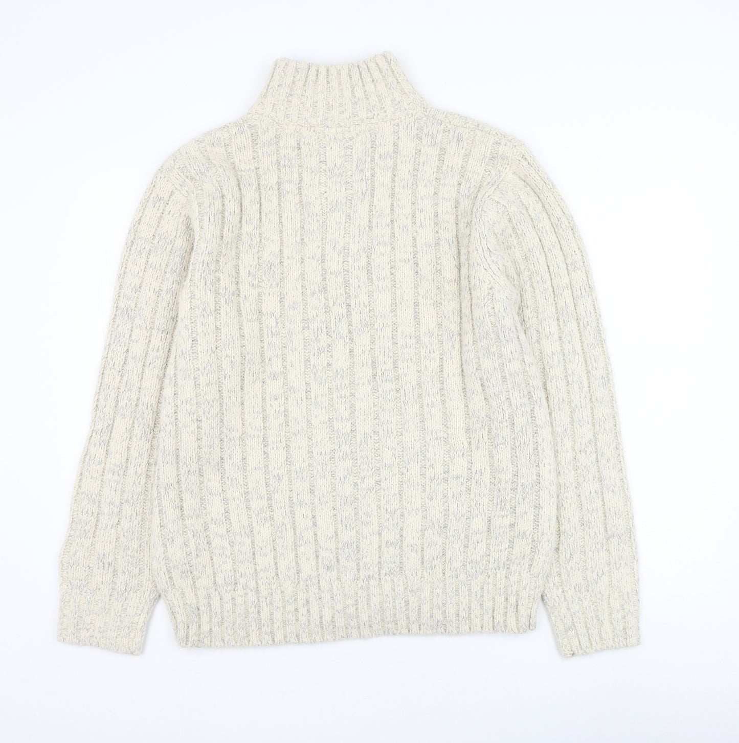 Marks and Spencer Mens Ivory Mock Neck Acrylic Henley Jumper Size M