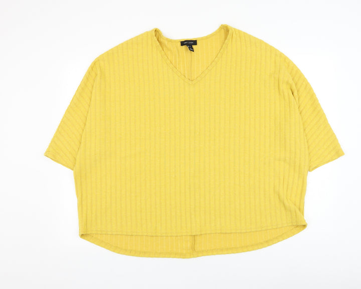 New Look Womens Yellow Round Neck Polyester Pullover Jumper Size L