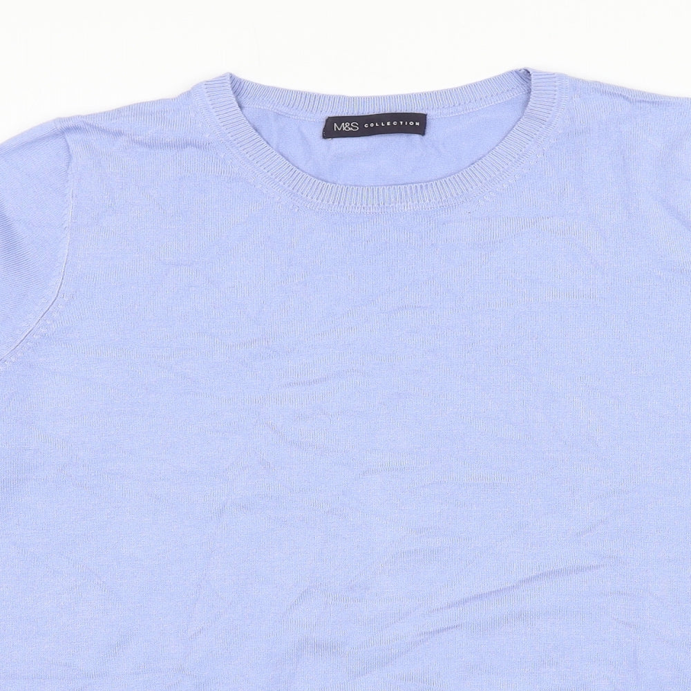 Marks and Spencer Womens Blue Round Neck Viscose Pullover Jumper Size 16