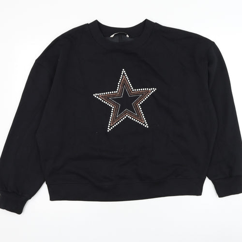 TU Womens Black Cotton Pullover Sweatshirt Size S Pullover - Star