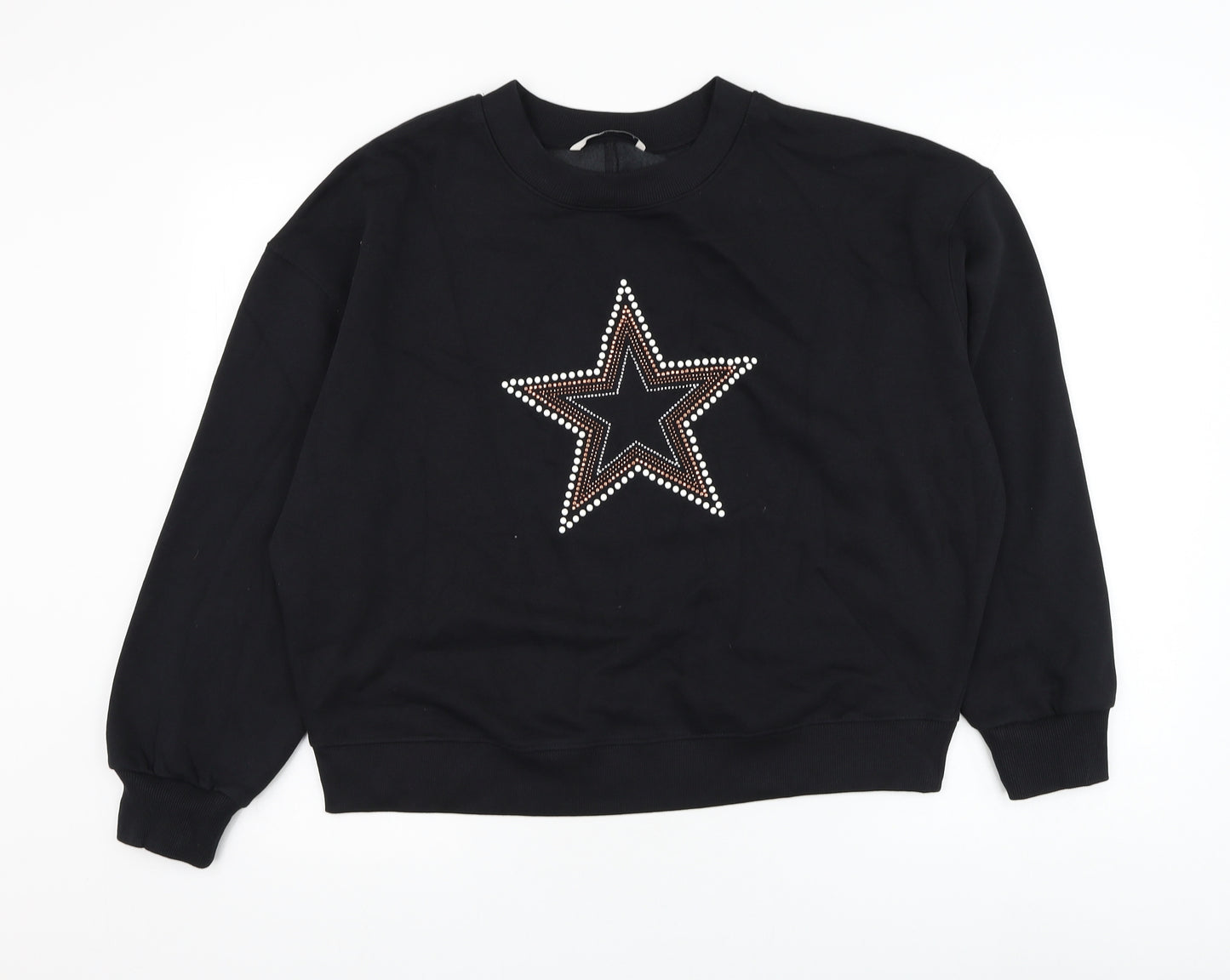 TU Womens Black Cotton Pullover Sweatshirt Size S Pullover - Star
