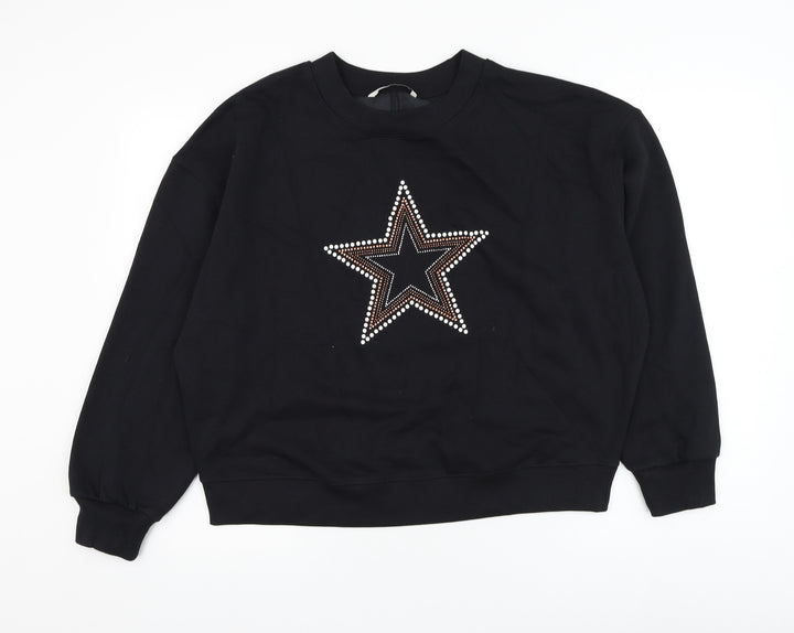TU Womens Black Cotton Pullover Sweatshirt Size S Pullover - Star