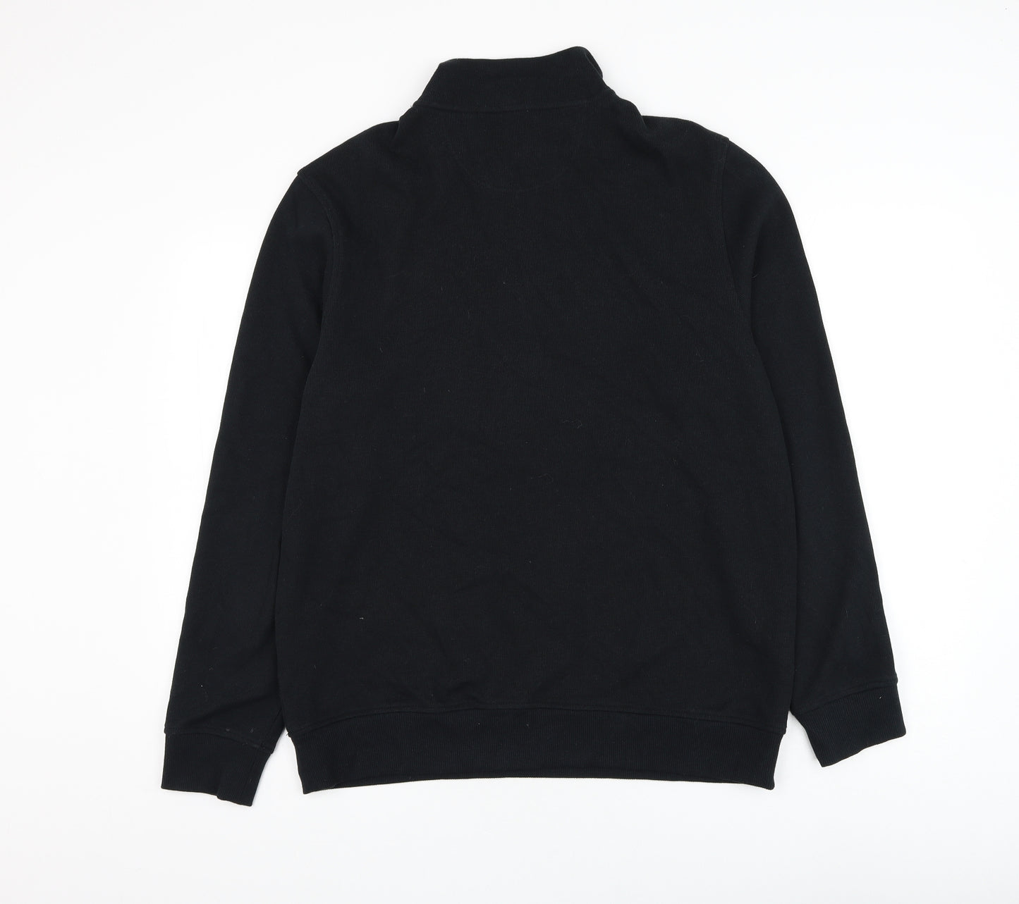 Morley Mens Black Mock Neck Cotton Henley Jumper Size L