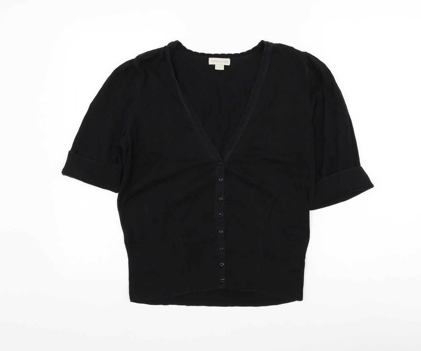 Monsoon Womens Black V-Neck Polyester Jumper Size 16
