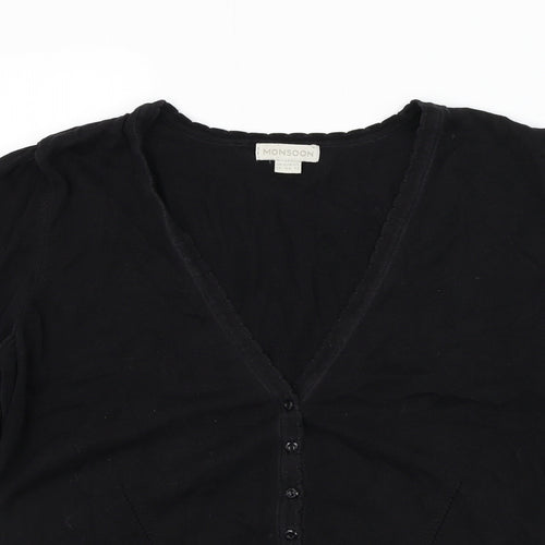 Monsoon Womens Black V-Neck Polyester Jumper Size 16