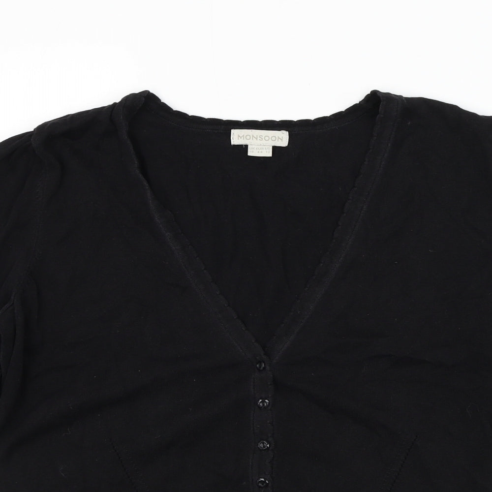 Monsoon Womens Black V-Neck Polyester Jumper Size 16