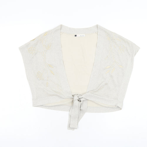 Viz A Viz Womens Gold Square Neck Viscose Cardigan Jumper Size 14