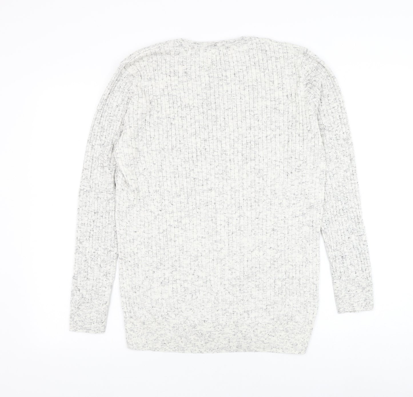Preworn Mens White Round Neck Polyester Jumper Size M