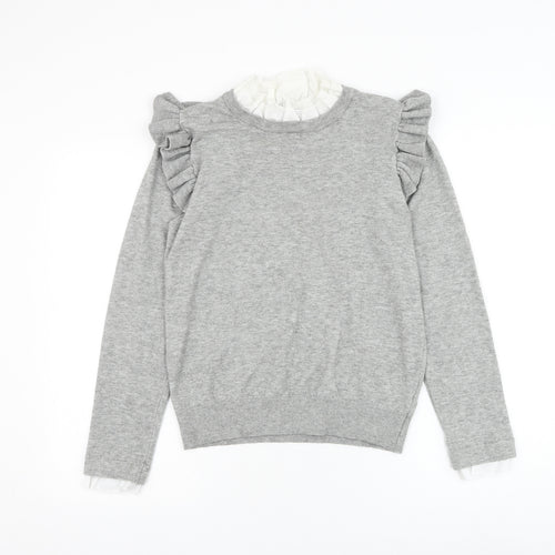QED London Womens Grey Round Neck Viscose Pullover Jumper Size M