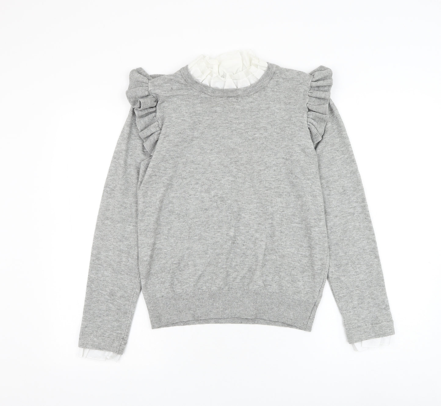 QED London Womens Grey Round Neck Viscose Pullover Jumper Size M