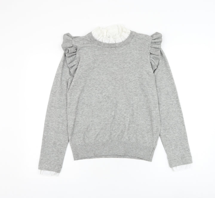 QED London Womens Grey Round Neck Viscose Pullover Jumper Size M