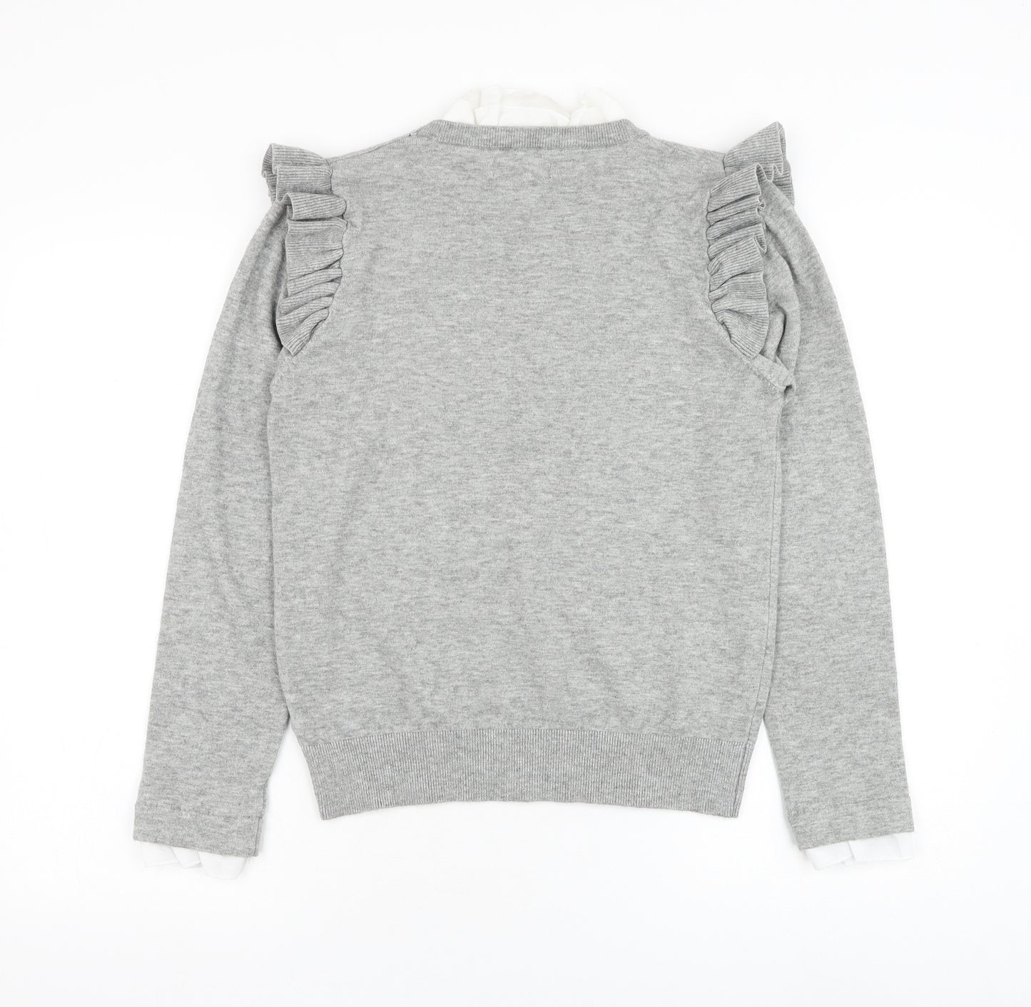 QED London Womens Grey Round Neck Viscose Pullover Jumper Size M