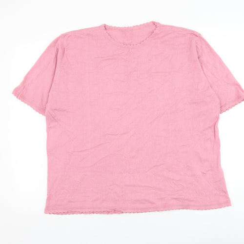 Preworn Womens Pink Round Neck Polyester Pullover Jumper Size L
