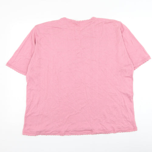 Preworn Womens Pink Round Neck Polyester Pullover Jumper Size L