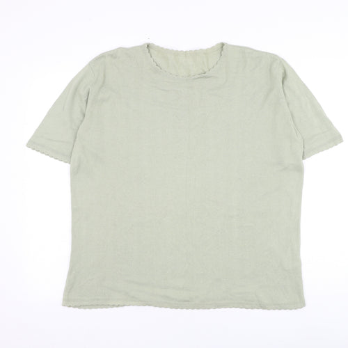Preworn Womens Green Round Neck Cotton Pullover Jumper Size L
