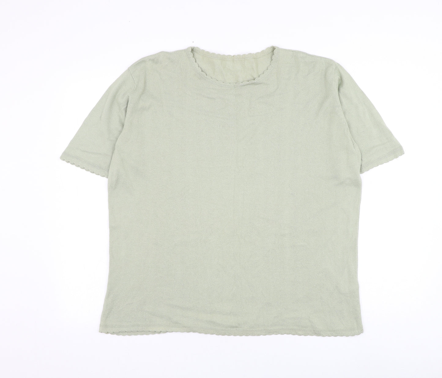 Preworn Womens Green Round Neck Cotton Pullover Jumper Size L