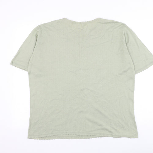 Preworn Womens Green Round Neck Cotton Pullover Jumper Size L