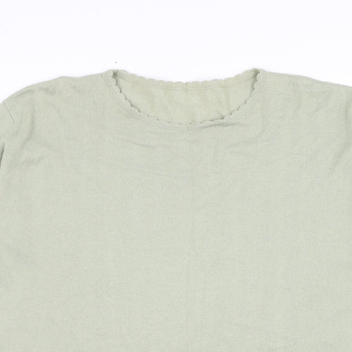 Preworn Womens Green Round Neck Cotton Pullover Jumper Size L