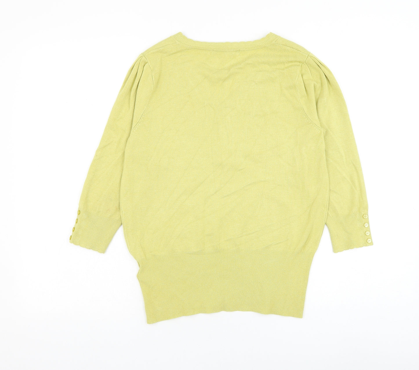 Marks and Spencer Womens Green V-Neck Viscose Pullover Jumper Size 14
