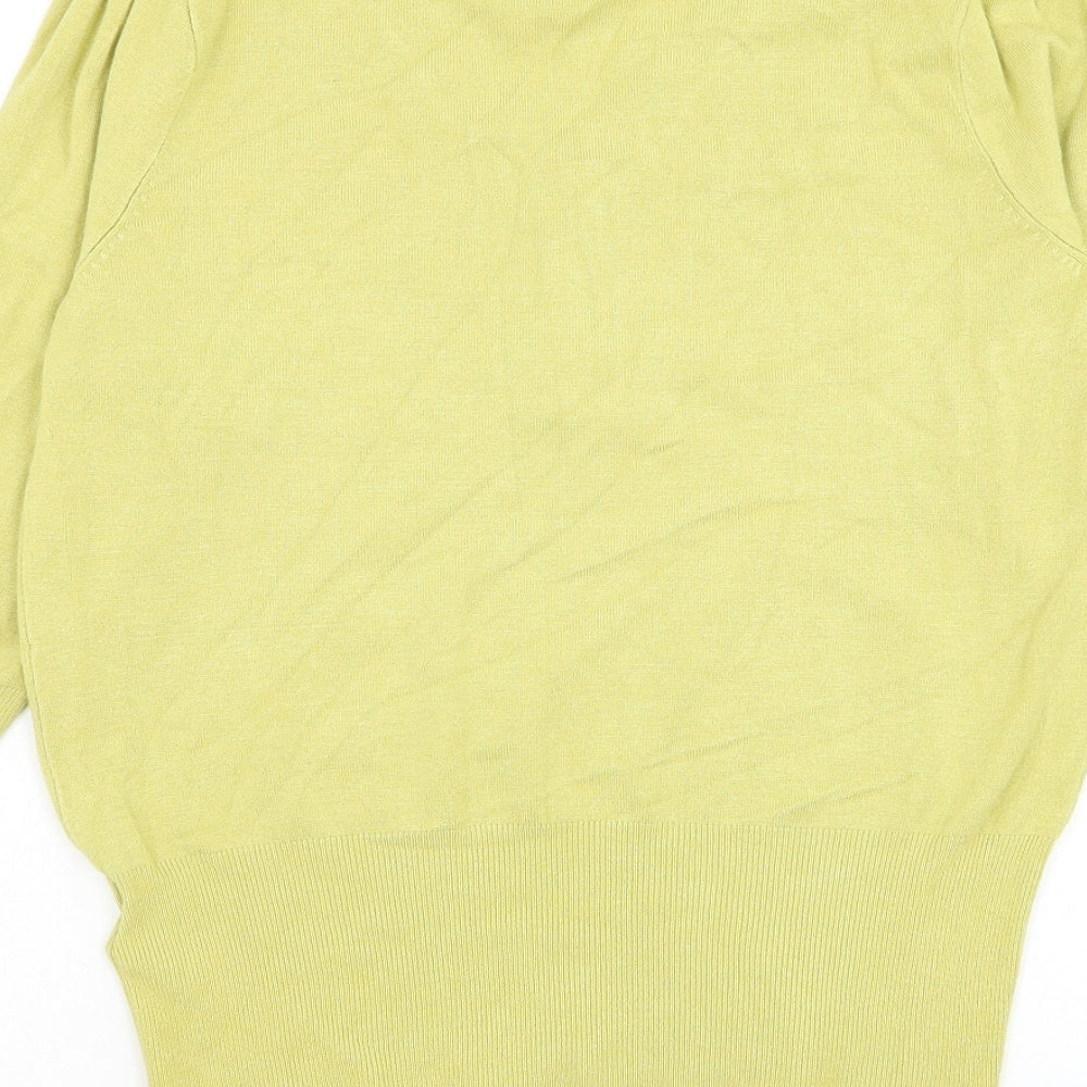 Marks and Spencer Womens Green V-Neck Viscose Pullover Jumper Size 14
