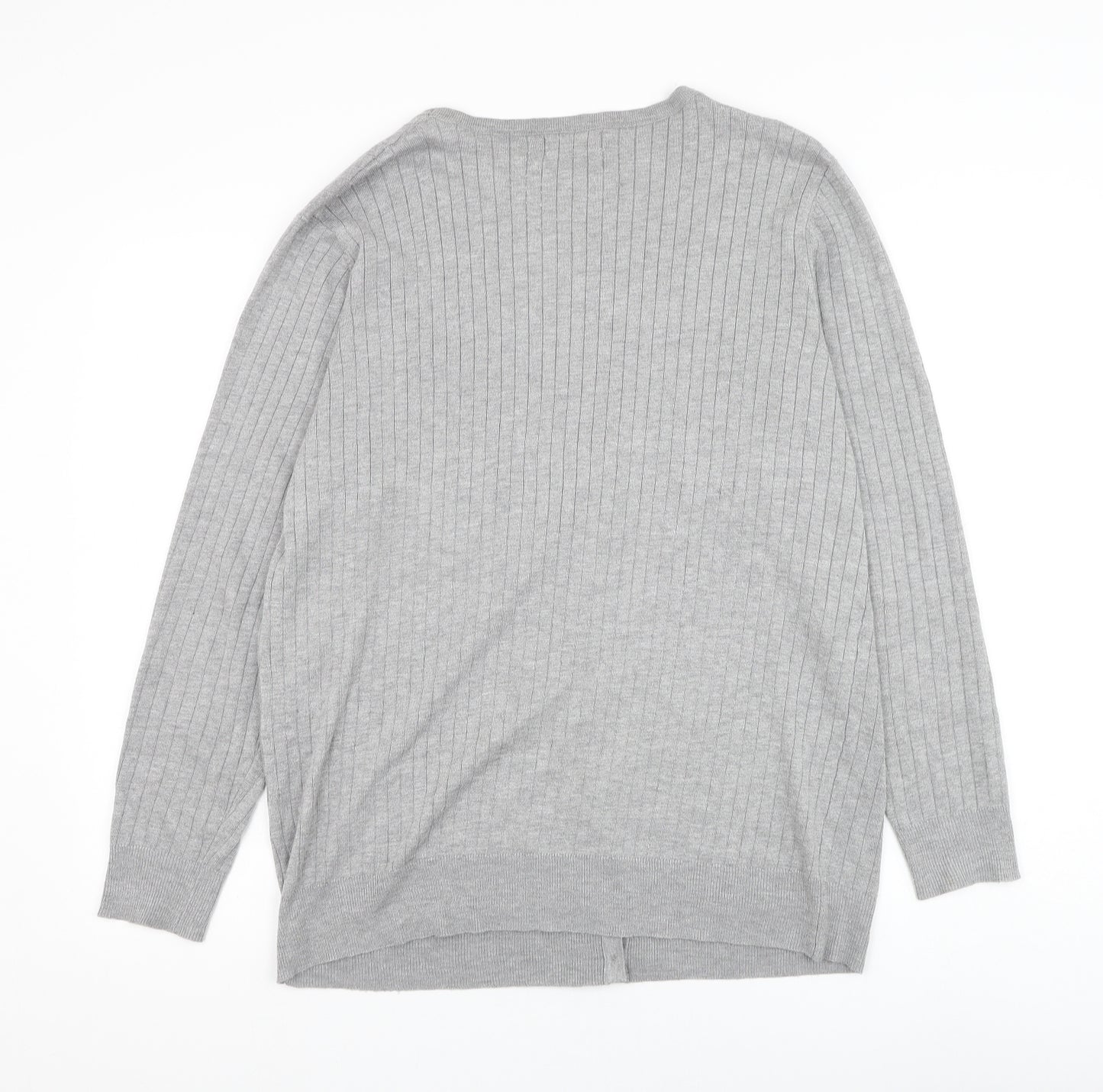 Papaya Womens Grey V-Neck Viscose Jumper Size 16