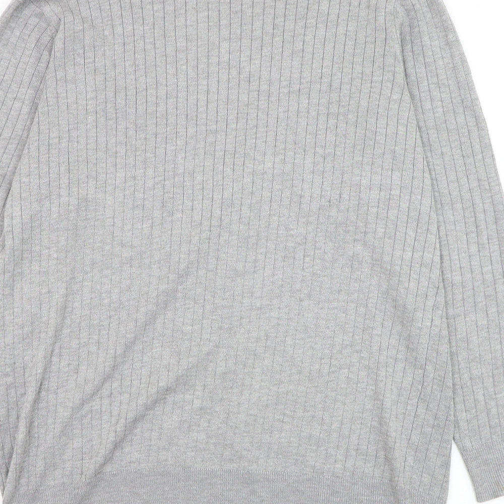 Papaya Womens Grey V-Neck Viscose Jumper Size 16