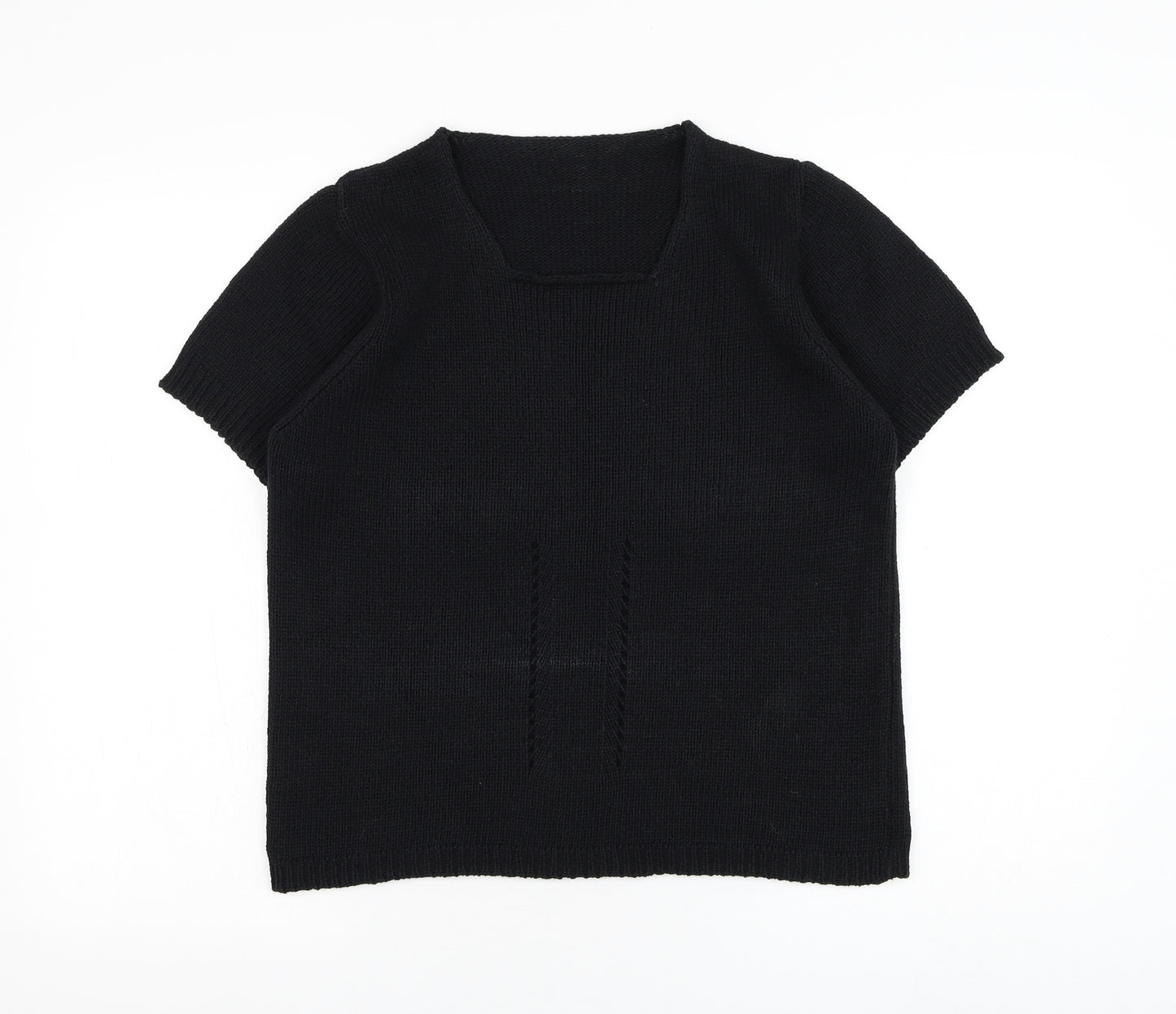 Preworn Womens Black Round Neck Cotton Pullover Jumper Size M