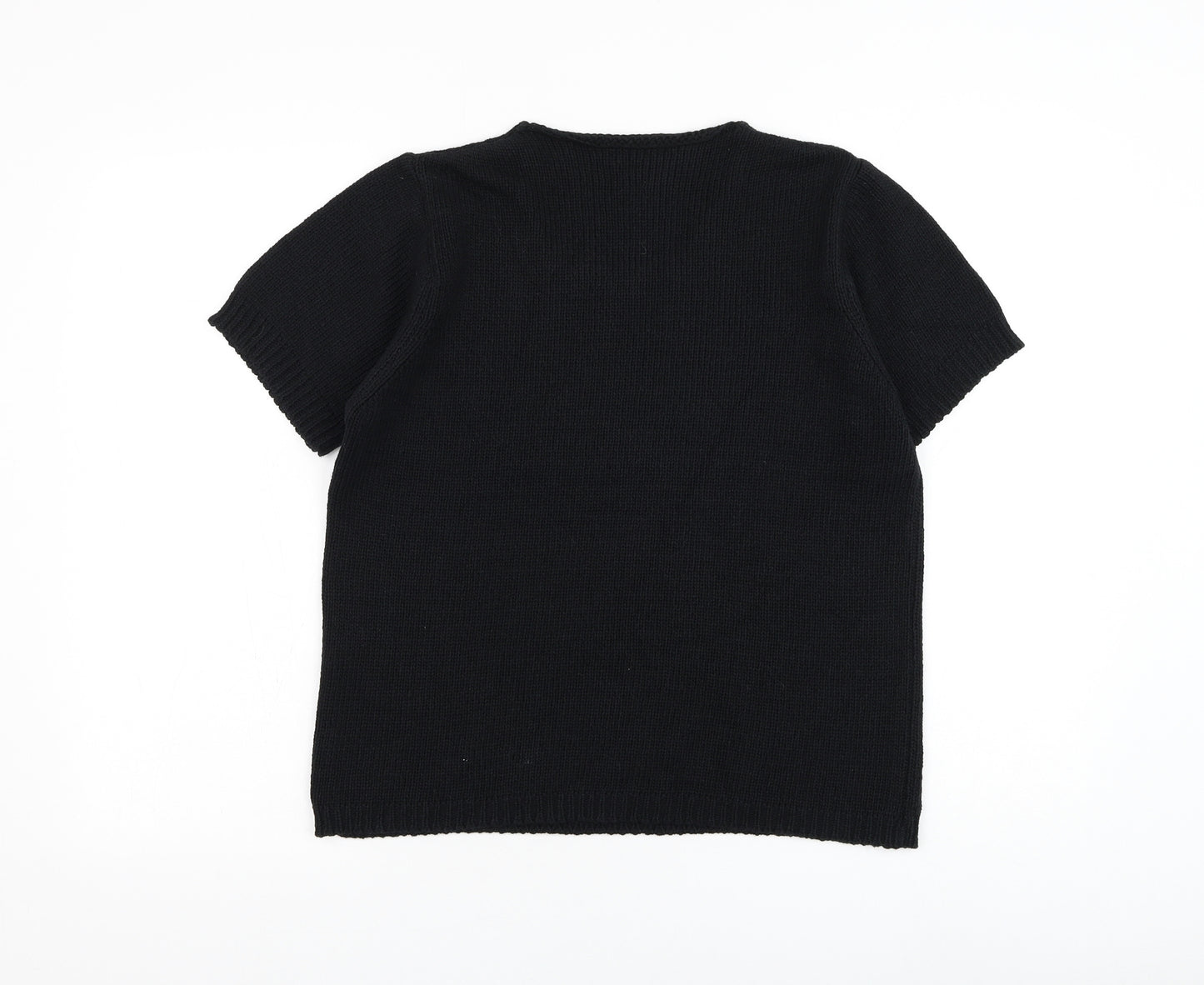 Preworn Womens Black Round Neck Cotton Pullover Jumper Size M
